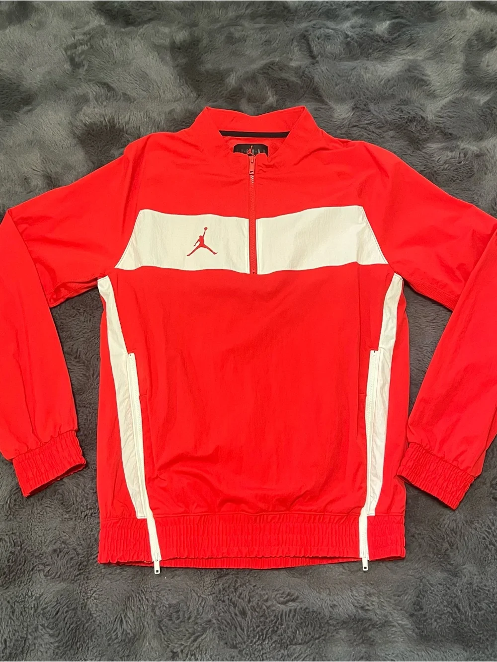 Jordan Team Woven Windbreaker Jacket Red White Men Size M Half Zip